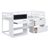 Low Loft Bed With Rolling Desk, Shelf And Drawers Low Loft Bed With Rolling Desk, Shelf And Drawers