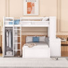Loft Bed With A Twin Size Standalone Bed, Shelves, Desk, And Wardrobe Loft Bed With A Twin Size Standalone Bed, Shelves, Desk, And Wardrobe