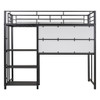 Metal Loft Bed With Desk, 3 Shelves And Ladder Metal Loft Bed With Desk, 3 Shelves And Ladder