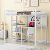 Metal Loft Bed With Desk, 3 Shelves And Ladder Metal Loft Bed With Desk, 3 Shelves And Ladder