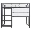 Metal Loft Bed With Desk, 3 Shelves And Ladder Metal Loft Bed With Desk, 3 Shelves And Ladder