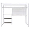 Metal Loft Bed With Desk, 3 Shelves And Ladder Metal Loft Bed With Desk, 3 Shelves And Ladder