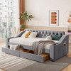 Upholstered Daybed With Storage Armrests And USB Port Upholstered Daybed With Storage Armrests And USB Port