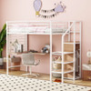Loft Bed With Desk And Grid, Stylish Frame With Lateral Storage Ladder And Wardrobe Loft Bed With Desk And Grid, Stylish Frame With Lateral Storage Ladder And Wardrobe