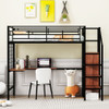 Loft Bed With Desk And Grid, Stylish Frame With Lateral Storage Ladder And Wardrobe Loft Bed With Desk And Grid, Stylish Frame With Lateral Storage Ladder And Wardrobe