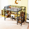 Loft Bed With Desk And Grid, Stylish Frame With Lateral Storage Ladder And Wardrobe Loft Bed With Desk And Grid, Stylish Frame With Lateral Storage Ladder And Wardrobe