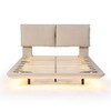 Upholstered Platform Bed With Sensor Light And 2 Large Backrests, With 2 Sets Of USB Port And Socket On Each Rear Bed Leg