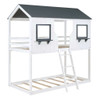 Twin Over Twin Bunk Bed With Roof, Window, Guardrail, Ladder Twin Over Twin Bunk Bed With Roof, Window, Guardrail, Ladder