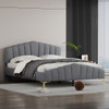 Platform Bed With Thick, Stylish Stripe Decorated Bedboard And Elegant Leg Platform Bed With Thick, Stylish Stripe Decorated Bedboard And Elegant Leg