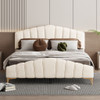 Platform Bed With Thick, Stylish Stripe Decorated Bedboard And Elegant Leg