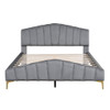 Platform Bed With Thick, Stylish Stripe Decorated Bedboard And Elegant Leg Platform Bed With Thick, Stylish Stripe Decorated Bedboard And Elegant Leg