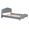Platform Bed With Thick, Stylish Stripe Decorated Bedboard And Elegant Leg Platform Bed With Thick, Stylish Stripe Decorated Bedboard And Elegant Leg