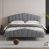Platform Bed With Thick, Stylish Stripe Decorated Bedboard And Elegant Leg Platform Bed With Thick, Stylish Stripe Decorated Bedboard And Elegant Leg