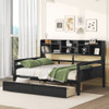 Daybed, Wood Slat Support, With Bedside Shelves And Two Drawers Daybed, Wood Slat Support, With Bedside Shelves And Two Drawers