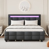 Upholstered Platform Bed With LED Frame, With Trundle And 2 Drawers