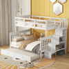 Bunk Bed With Twin Size Trundle, Storage And Guard Rail For Bedroom Bunk Bed With Twin Size Trundle, Storage And Guard Rail For Bedroom