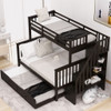 Bunk Bed With Twin Size Trundle, Storage And Guard Rail For Bedroom Bunk Bed With Twin Size Trundle, Storage And Guard Rail For Bedroom