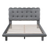 Platform Bed With LED Frame, Thick & Soft And Button Tufted Design Headboard