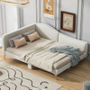 Upholstered Daybed With Headboard And Armrest, Support Legs Upholstered Daybed With Headboard And Armrest, Support Legs