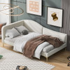 Upholstered Daybed With Headboard And Armrest, Support Legs Upholstered Daybed With Headboard And Armrest, Support Legs