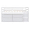Loft Bed With Retractable Writing Desk And 4 Drawers, With Lateral Portable Desk And Shelves