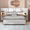 Upholstered Platform Bed, 2 Outlets And USB Charging Ports On Both Sides, 2 Bedside Pillows, Storage Shelves Upholstered Platform Bed, 2 Outlets And USB Charging Ports On Both Sides, 2 Bedside Pillows, Storage Shelves