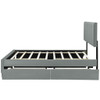 Upholstered Platform Bed With 2 Drawers And 1 Trundle, Classic Strip Headboard Design