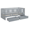 Daybed With Fence Guardrails And 2 Drawers, Split Into Independent Floor Bed & Daybed Daybed With Fence Guardrails And 2 Drawers, Split Into Independent Floor Bed & Daybed
