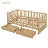 Daybed With Fence Guardrails And 2 Drawers, Split Into Independent Floor Bed & Daybed Daybed With Fence Guardrails And 2 Drawers, Split Into Independent Floor Bed & Daybed