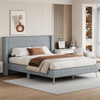 Platform Contemporary Bed With Legs And Upholstered Headboard Platform Contemporary Bed With Legs And Upholstered Headboard