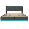 Upholstered Bed, 360 Surround LED Function, Remote Control, Hydraulic Storage Bed With USB, Type-C Charging (Without Mattress)