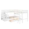 Solid L Shaped Bunk Bed With 3 Drawers, Ladder And Staircase Solid L Shaped Bunk Bed With 3 Drawers, Ladder And Staircase