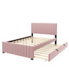 Elegant Upholstered Platform Bed With Twin Size Trundle Elegant Upholstered Platform Bed With Twin Size Trundle