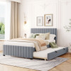 Elegant Upholstered Platform Bed With Twin Size Trundle Elegant Upholstered Platform Bed With Twin Size Trundle