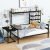 Daybed With Movable Desk, Grid, Shelves And Clothes Hanger Daybed With Movable Desk, Grid, Shelves And Clothes Hanger