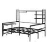 Daybed With Movable Desk, Grid, Shelves And Clothes Hanger Daybed With Movable Desk, Grid, Shelves And Clothes Hanger