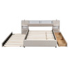Upholstered Platform Bed With Reading Lights, Drawers, Trundle And Shelves