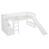 Loft Stairway Bed With 2 Drawers, Convertible Ladder And Slide Loft Stairway Bed With 2 Drawers, Convertible Ladder And Slide