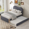 Upholstered Platform Bed With Wood Supporting Feet And Trundle Upholstered Platform Bed With Wood Supporting Feet And Trundle