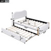 Upholstered Platform Bed With Wood Supporting Feet And Trundle Upholstered Platform Bed With Wood Supporting Feet And Trundle