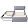 Upholstery Platform Bed With Trundle,Trundle Can Be Flat Or Erected
