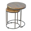 Round Stool Table With Iron Base (Set of 2) - Brown / Black Round Stool Table With Iron Base (Set of 2) - Brown / Black