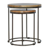 Round Stool Table With Iron Base (Set of 2) - Brown / Black Round Stool Table With Iron Base (Set of 2) - Brown / Black