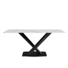 Modern Artificial Stone Straight Edge Metal X Leg Dining Table, 6 People