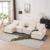 U Shaped Sofa With Console, Cupholders, USB Ports, 6 Seat, Bronzing Suede & Chenille