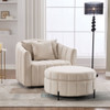 Oversized Velvet Swivel Barrel Accent Chair And Ottoman Set With Storage Oversized Velvet Swivel Barrel Accent Chair And Ottoman Set With Storage