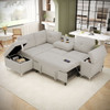 Versatile L Shaped Sofa Bed With Storage, Cup Holders, USB Ports Chenille Versatile L Shaped Sofa Bed With Storage, Cup Holders, USB Ports Chenille