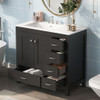 Bathroom Vanity With Ceramic Sink Combo, Abundant Storage Cabinet 2 Soft Close Doors And 5 Drawers Bathroom Vanity With Ceramic Sink Combo, Abundant Storage Cabinet 2 Soft Close Doors And 5 Drawers