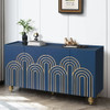 Modern Fluted Sideboard Buffet With Storage, Curve Element, 4 Doors With Adjustable Shelves