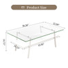 Rectangle Coffee Table, Tempered Glass Tabletop With Metal Legs, Modern Table For Living Room